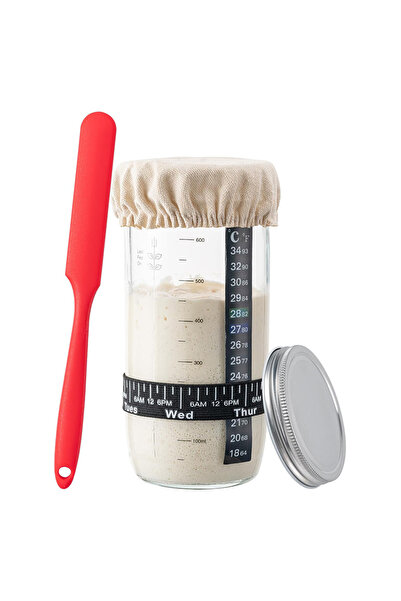 Choice طقم برطمان شفاف لبدء تخمير العجين 24 أونصة 730 مل زجاج لخبز العجين المخمر مستلزمات التخمير