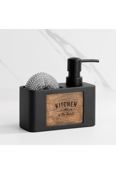 Choice موزع صابون مطبخ أسود سعة 200 مل مع حامل إسفنجة موزع صابون سائل لليدين ...