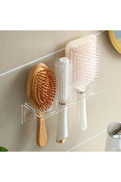 Choice Clear 1pc Clear Acrylic Wall-Mounted Bathroom Organizer - No-Drill Storage Rack for Hair Brushes, Co
