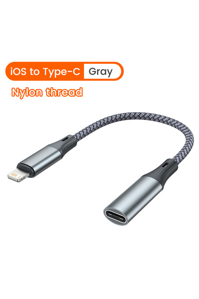 Choice IOS إلى نوع C رمادي نوع C إلى محول ios ios ذكر إلى نوع C أنثى كابل بيا...