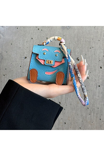 Choice حقيبة يد صغيرة من الجلد الصناعي بلون أزرق سماوي، مزينة بقلادة، مناسبة ...