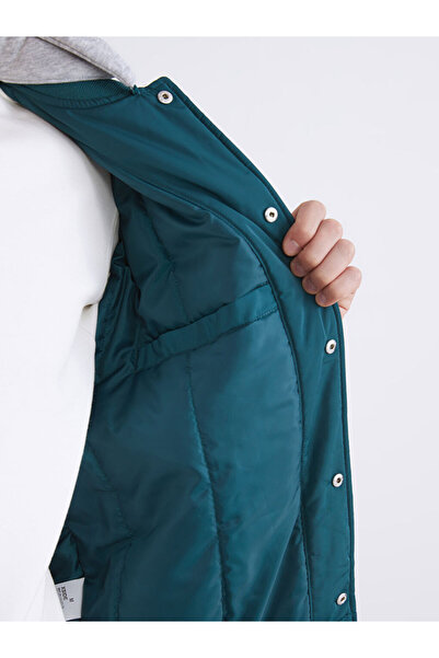 LC Waikiki Yeşil Standart Kalıp Kolej Yaka Erkek Bomber Mont