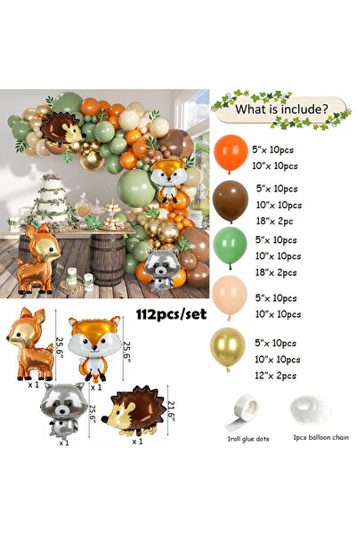 Choice مجموعة أخرى مكونة من 112 قطعة من بالونات حيوانات الغابة، قوس زينة بنمط...