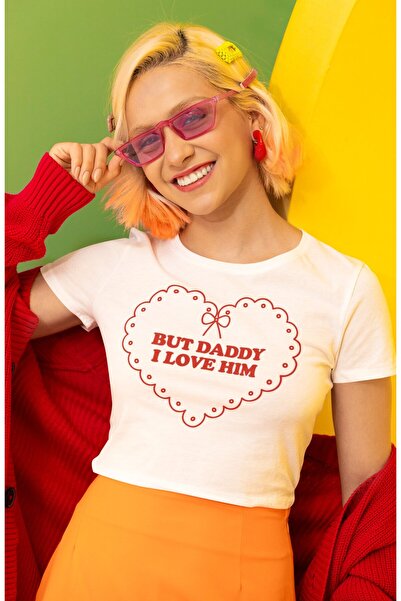 Fuddy Moda Top crop cu textul But Daddy I Love Him, bluză crop pentru femei cu tematică Taylor Swift