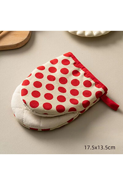 Choice قفازات فرن مقاومة للحرارة بنمط نقاط حمراء منقطة للاستخدام المنزلي، قفا...