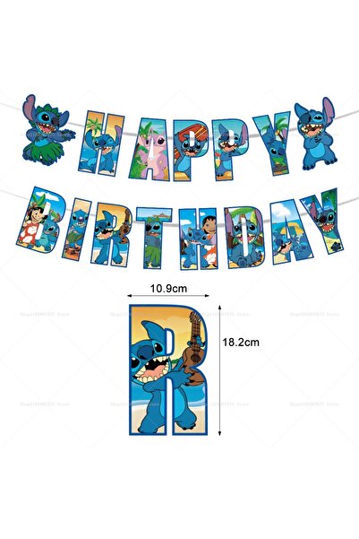 Miniso Style 1 Disney Lilo and Stitch Theme Bunting Happy Birthday Flags Deco...