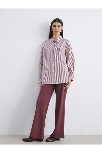 LC Waikiki Burgundy Elastic Waist Women's Trousers