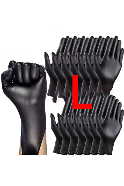 Choice 100 قطعة L 100/50/20 قطعة في كيس قفازات تنظيف بلاستيكية سوداء قابلة لل...