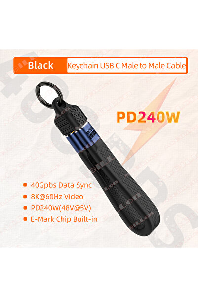 Choice كابل أسود بطول 13.7 سم مع غطاء كابل شحن USB C 240 وات لـ iPhone 16 كاب...