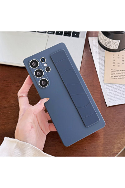 Choice جراب هاتف فاخر باللون الأزرق غير اللامع بحزام معصم من السيليكون المرن لهاتف Samsung S25 S24 S