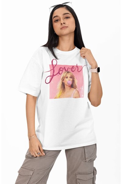 Fuddy Moda تي شيرت مطبوع عليه ألبوم Unisex Lover، تي شيرت كبير الحجم بطابع تا...