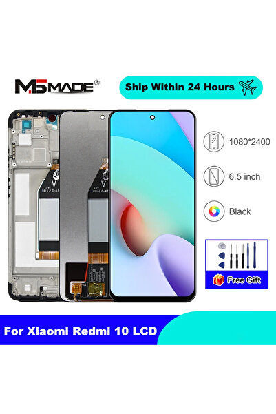Choice شاشة LCD IPS سوداء بإطار لهاتف Redmi 10 LCD وشاشة تعمل باللمس ومحول رق...
