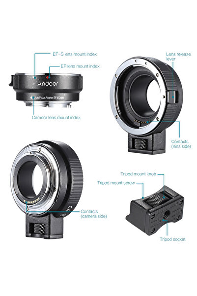 Choice محول عدسة أندوير EF-EOSM أسود لعدسات سلسلة Canon EF/EF-S إلى كاميرا EO...