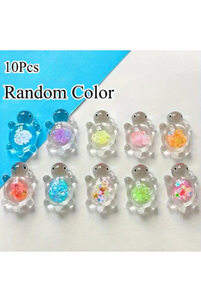 Choice 10 قطع مختلطة 10 قطع تماثيل سلحفاة من الراتنج تتوهج في الظلام زخرفة سل...