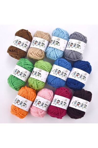 Choice مجموعة من 12 لونًا A06، 12 لونًا/مجموعة، خيوط حياكة وكروشيه، أعمال خياطة يدوية، صوف، خط سكا