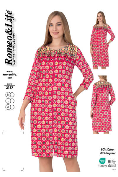 ROMEO LİFE Kadın Pamuklu Kadife Fermuarlı Kışlık Elbise 3167