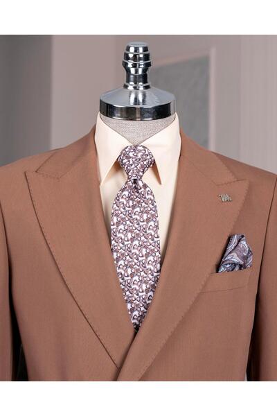 TerziAdemAltun Italian Style Slim Fit Jacket Pantalon Suit Brown T14381