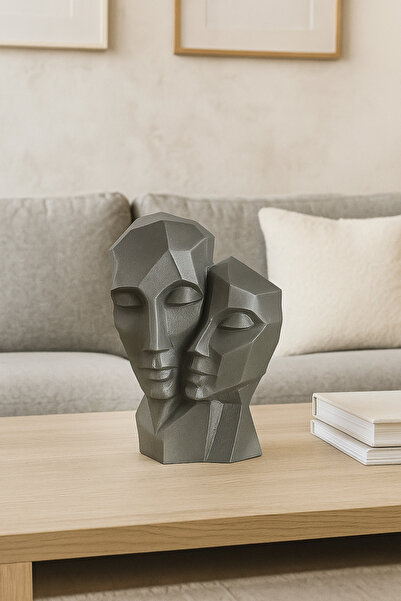 zebu3Design Bohem Tarzı Çift Yüz Biblosu | Gümüş Gri Modern Dekoratif Heykel,...