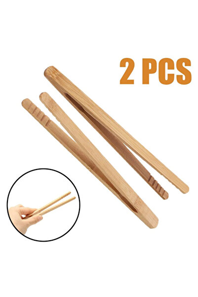 Choice 2 قطعة 18 سم من الخيزران الخشبي ملقط طعام خشبي لخبز التوست والسلطة ومح...