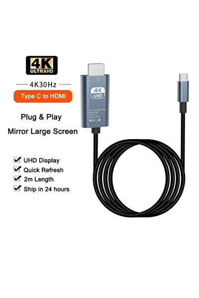 Choice Black 30Hz HDTV Adapter USB Type C Cable 4K HD Video Digital Converter Cord Mirror Charging For MacB