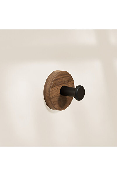 Choice خطاف باب من خشب الجوز الأسود لاصق حامل مناشف الحمام بدون حفر معلق على ...