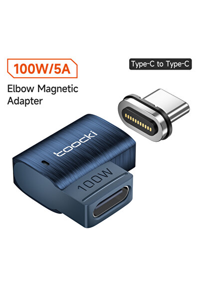 Toocki محول OTG مغناطيسي 100 واط من Elbow USB من النوع C إلى النوع C محول شحن...
