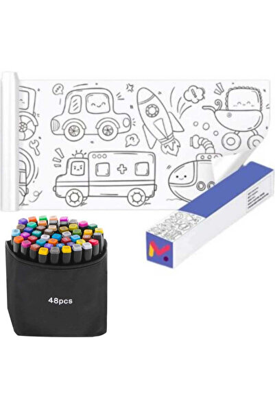 Mercaton Hârtie autoadezivă și decupabilă cu design auto și 48 de markere cu două vârfuri