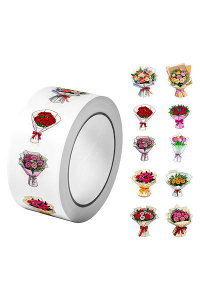 Choice RO086 1Roll(500Pcs) Pretty Flowers Gifts Stickers 2.5cm/1.0'' 10 Desig...