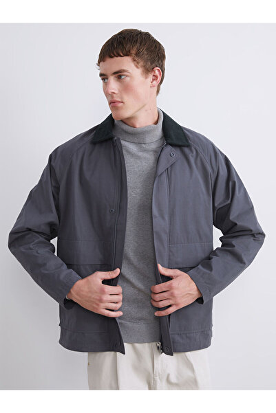 LC Waikiki XSIDEAntrasit Fitilli Kadife Yakalı Erkek Ince Mont
