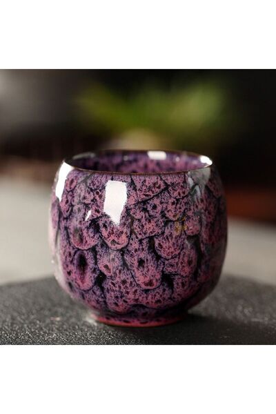 Choice كوب شاي خزفي على الطراز الياباني باللون الأرجواني كوب إسبريسو من فرن ا...