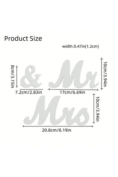 Choice 1 مجموعة STYLE A 3 قطع/مجموعة لافتة خشبية Mr & Mrs للزينة لحفلات الزفاف ومكتب تسجيل الدخول للمراسم ودي