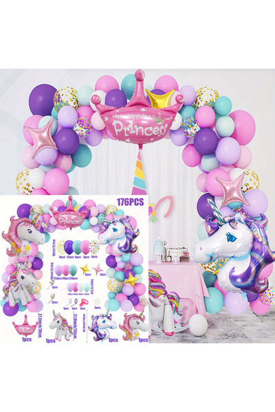 Choice مجموعة أخرى من 176 قطعة من بالونات الأميرة يونيكورن لتزيين غرفة الزفاف...