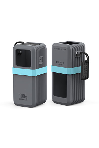 Choice حافظة سيليكون رمادية زرقاء 100 واط لشاحن UGREEN Nexode Power Bank 20000mAh 130 واط مقاومة للغبار ومناسبة للسفر