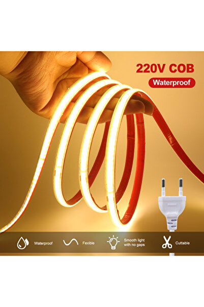 Choice 3 م AC 220V قابس الاتحاد الأوروبي أبيض دافئ AC 220V شريط COB IP65 مقاوم للماء 10 سم قطع 240 ليد/م 3000 كلفن 4000 كلفن 6000 كلفن