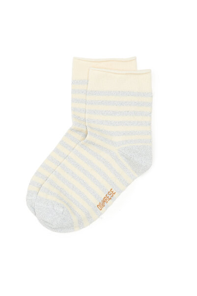 Dıvarese Bej Çizgili Kadın Çorap