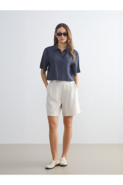 LC Waikiki من ملابس GULIS الموسم الجديد شورت نسائي مطوي بخصر مطاطي رمادي