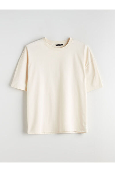 LC Waikiki Hanorac pentru bărbați cu mânecă scurtă, bej, cu gât rotund