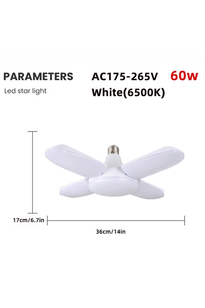 Choice 220V 60w E27 على شكل مروحة قابلة للطي 28/60W لمبة LED AC220V/110V تشوه لإضاءة السقف المنزلية Wareh