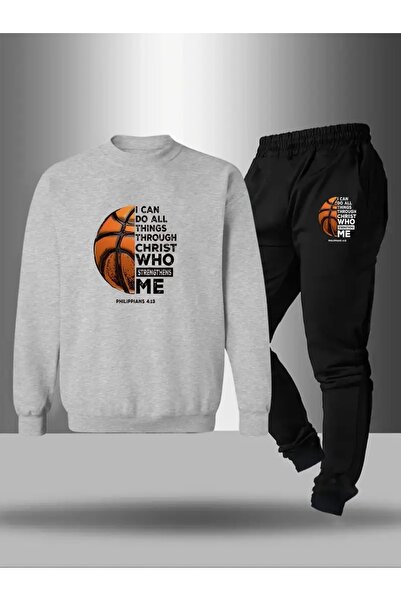 CROPSEL Children's Printed Crew Neck Sweatshirt and Sweatpants Set 3 Thread Raster for Autumn/Winter