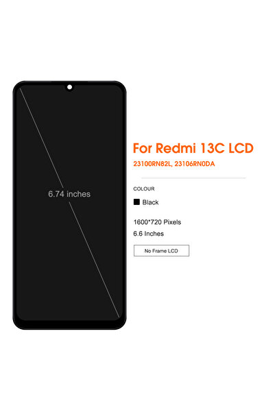 Choice Black With Frame 6.74"High quality For Redmi 13C LCD Display With Touch Screen Digitizer Assembly R