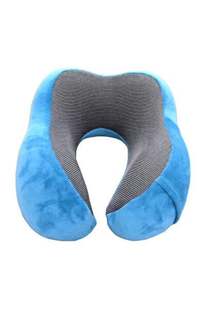 Choice وسائد عنق من الإسفنج المرن على شكل حرف U باللون الأزرق السماوي وسادة س...