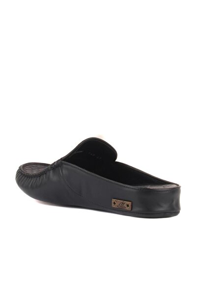 SailLakers - Ανδρικές παντόφλες σπιτιού από δέρμα Navy Blue 110-547-X