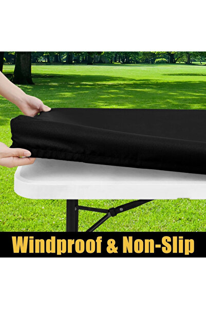 Choice 183-76cm black Rectangle Picnic Table Cloth, Waterproof Elastic Fitted...