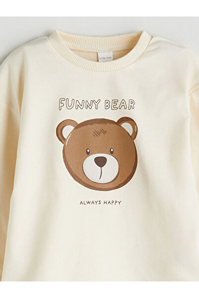 LC Waikiki Beige Crew Neck Baby Boy Sweatshirt and Pants 2-Piece Set