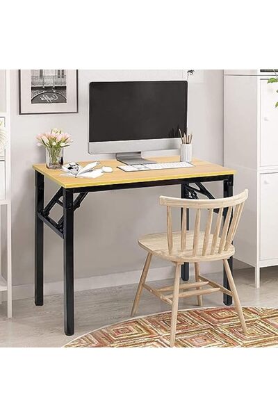 SKY TOUCH SKY-TOUCH Folding Table Multi Functional Standing Desk With Adjustable Height Legs, Yellow Color Des