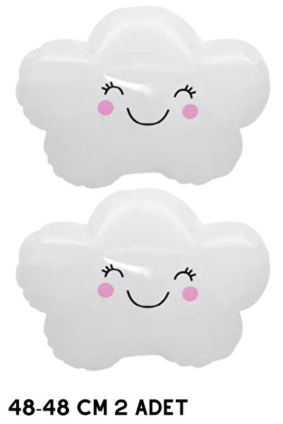 Baloncu Nene Büyük 2 Adet Beyaz Bulut Folyo Balon Doğum Günü Helyum Doğum Gün...