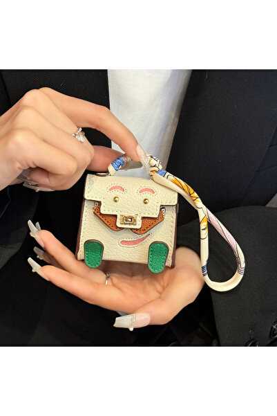 Choice حقيبة يد صغيرة بيضاء من الجلد الصناعي، مزينة بقلادة، مناسبة لسماعات Ai...