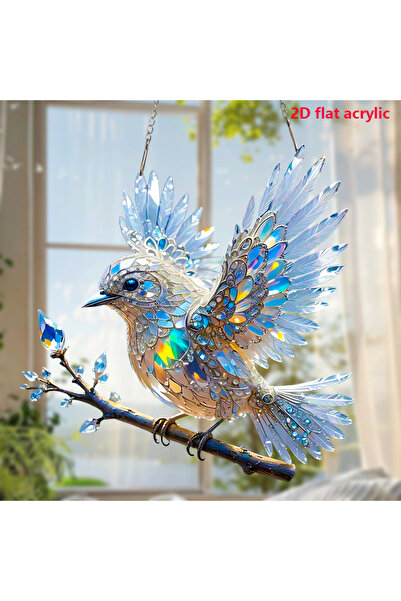 Choice 15x15 سم أبيض 2D جميل الطيور ملون نافذة معلقة، الطيور الفن قلادة للمطب...