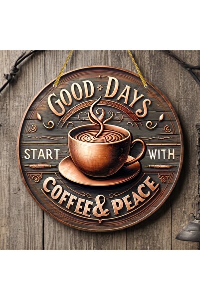 Choice لافتة خشبية مستديرة من MULTI Vintage "Coffee and Peace" - مثالية للمطب...