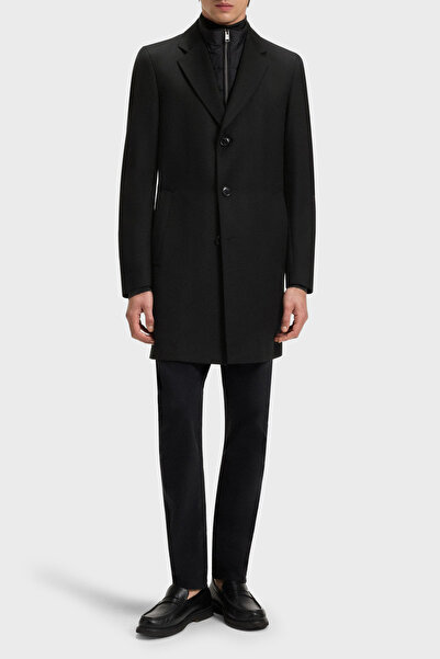 BOSS Yün Karışımlı Su İtici Slim Fit Çıkarılabilir Yaka Uzun Kaban Erkek KABAN 50551117 001